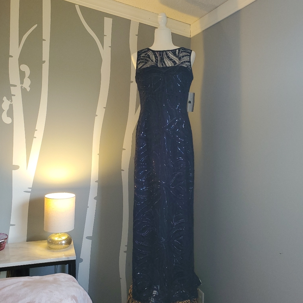 Tahari Arthur S Levine Sequin Formal Maxi Dress